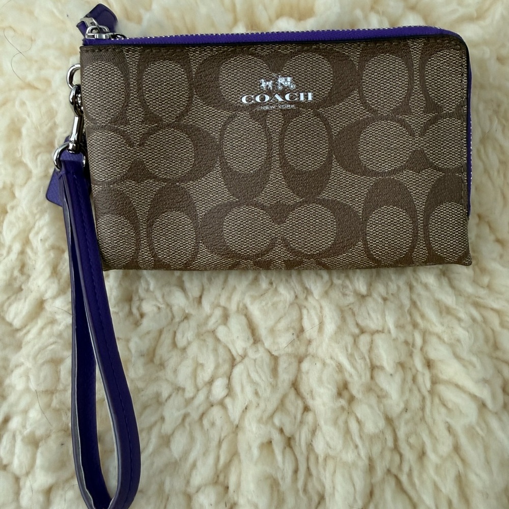 Coach Brown and Purple Wristlet